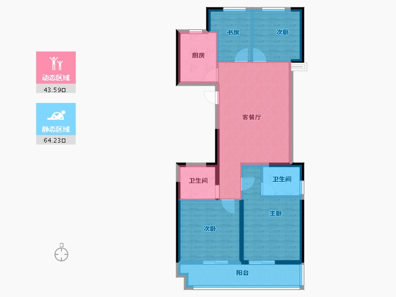 浙江省-台州市-方远荣安玖樾府-96.80-户型库-动静分区