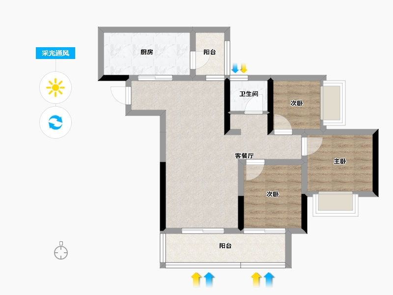 重庆-重庆市-中国摩-64.03-户型库-采光通风