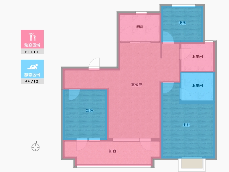 山东省-青岛市-海信盟旺世家二期-94.40-户型库-动静分区