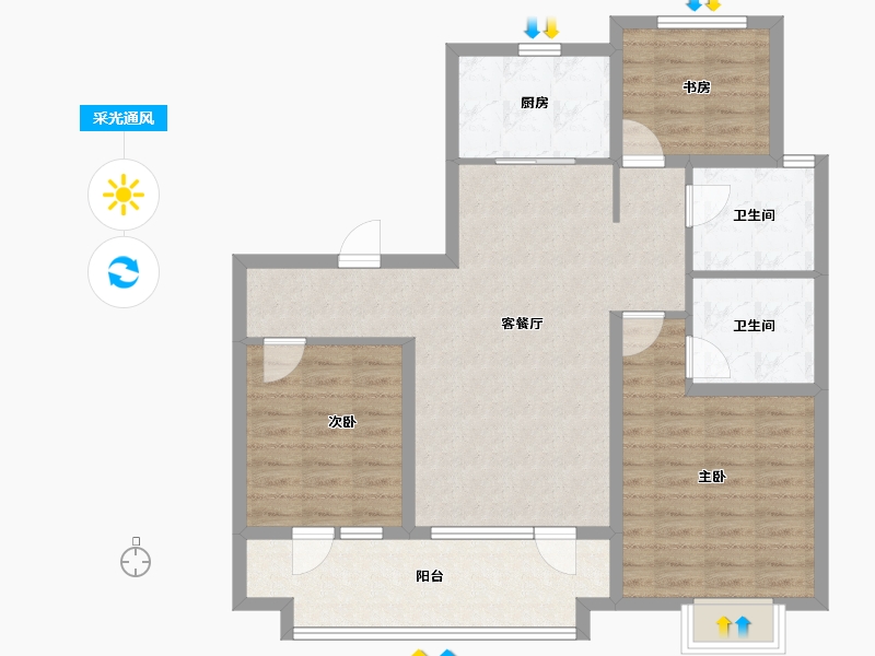 山东省-青岛市-海信盟旺世家二期-94.40-户型库-采光通风