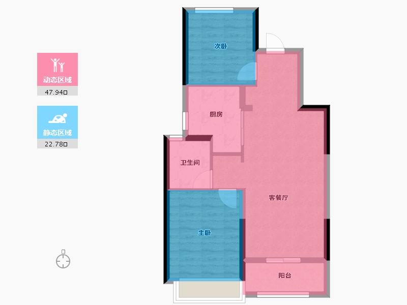 浙江省-台州市-方远荣安玖樾府-63.32-户型库-动静分区