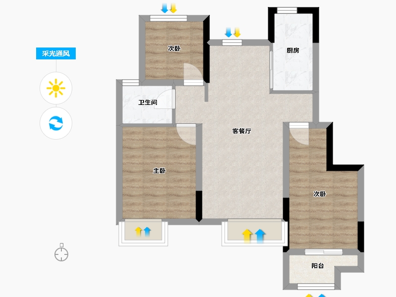 山东省-青岛市-中骏丽景府-75.00-户型库-采光通风