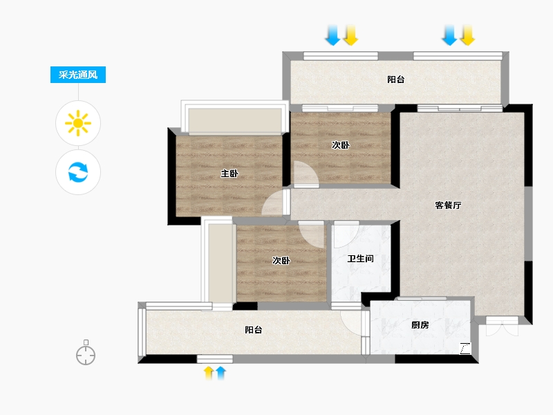 重庆-重庆市-四季花园-76.43-户型库-采光通风