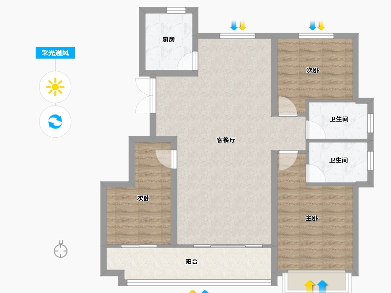 山东省-青岛市-恒信风华尚品-93.60-户型库-采光通风