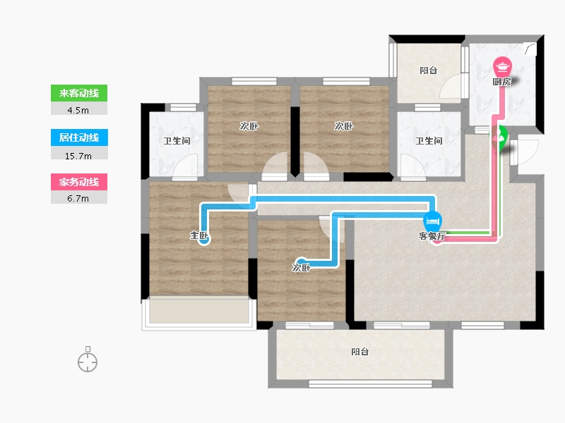 重庆-重庆市-玖阳海棠新城-89.35-户型库-动静线