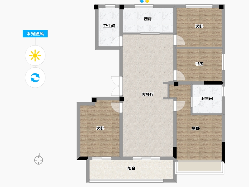 浙江省-台州市-中粮瑞府-113.62-户型库-采光通风