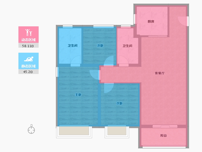 山东省-青岛市-海信盟旺世家二期-92.80-户型库-动静分区