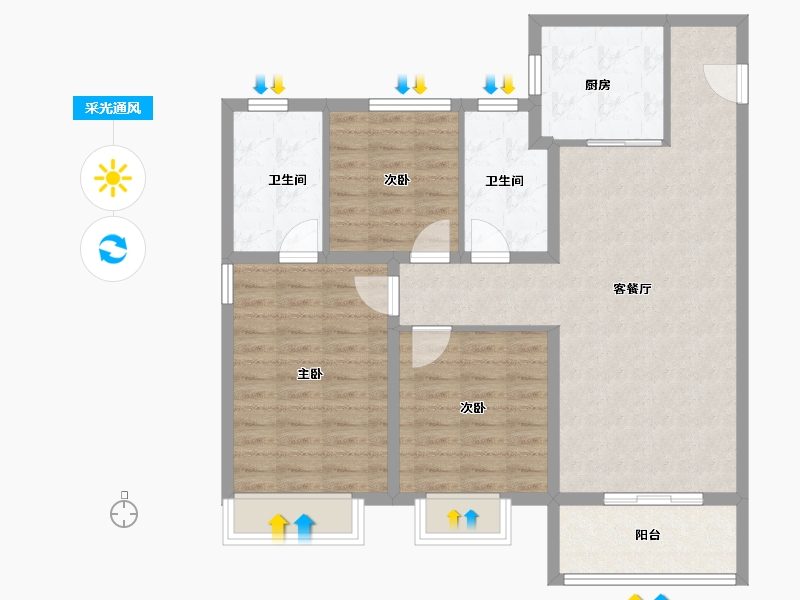 山东省-青岛市-海信盟旺世家二期-92.80-户型库-采光通风