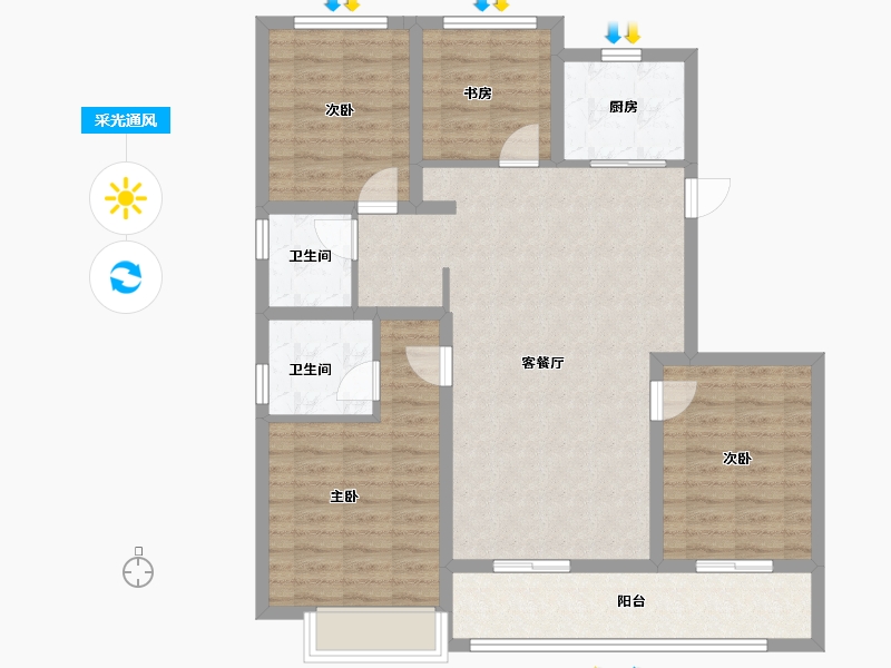 浙江省-台州市-方远荣安玖樾府-99.21-户型库-采光通风