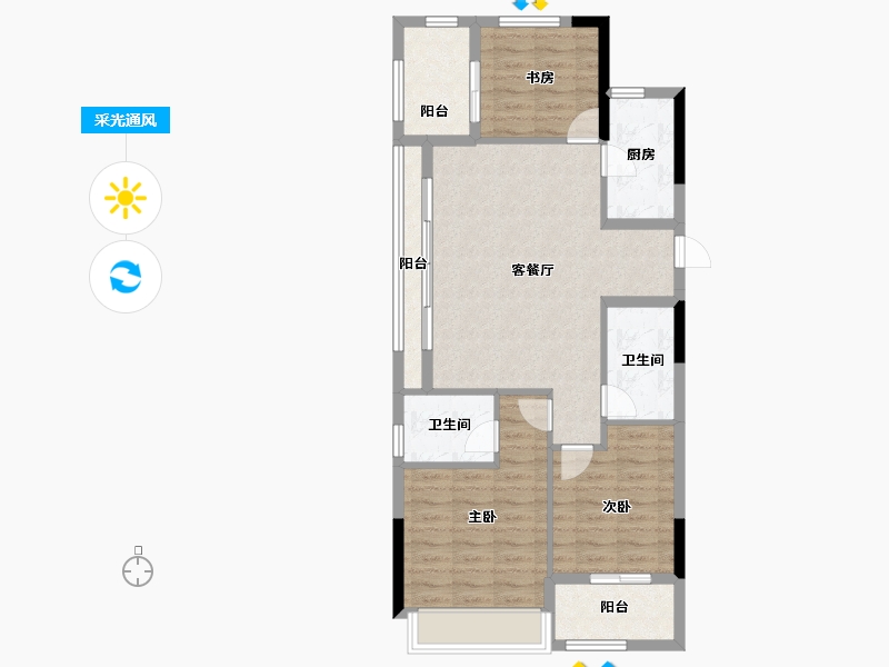 浙江省-台州市-方远天颐府-81.60-户型库-采光通风