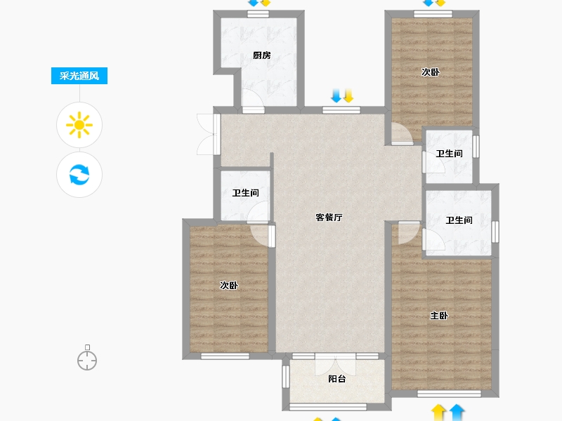 山东省-青岛市-新兴中心城-111.20-户型库-采光通风