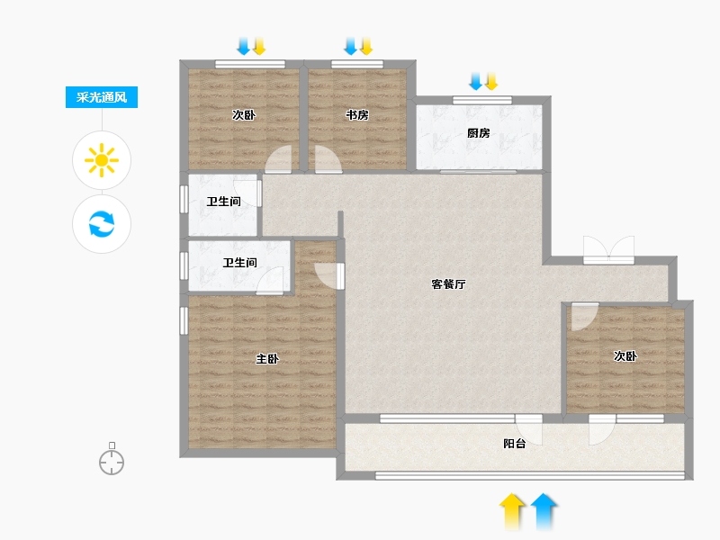 山东省-青岛市-灵山湾壹号-130.00-户型库-采光通风