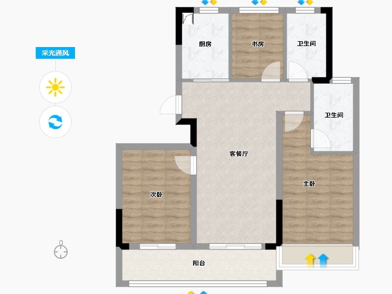 浙江省-绍兴市-和樾府-78.40-户型库-采光通风