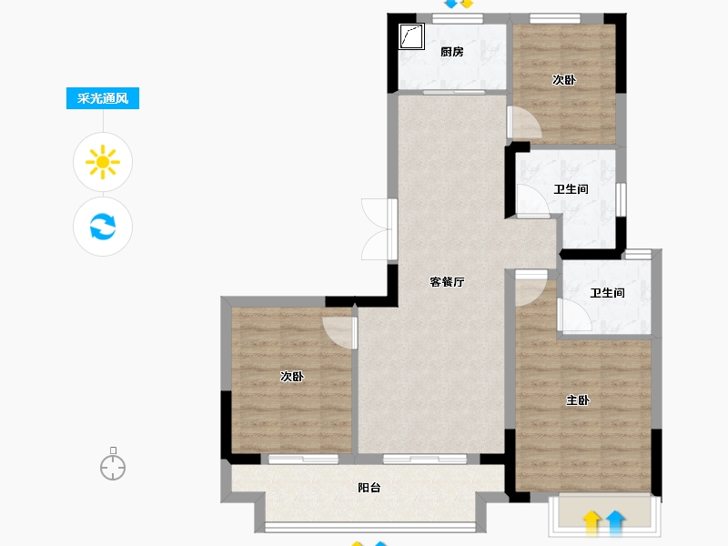 浙江省-绍兴市-天樾东府-80.80-户型库-采光通风