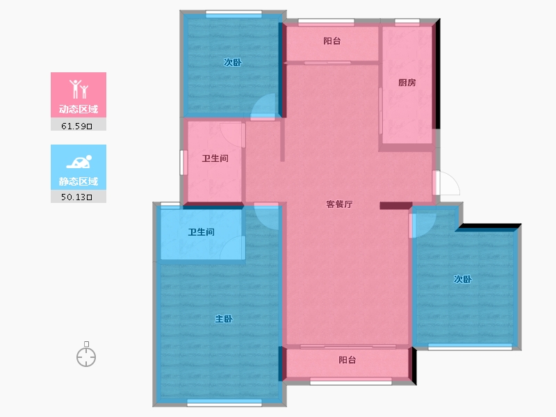 山东省-青岛市-蓝城玉蘭公馆-100.10-户型库-动静分区