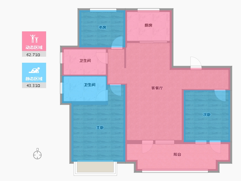 山东省-青岛市-海信盟旺世家二期-94.39-户型库-动静分区