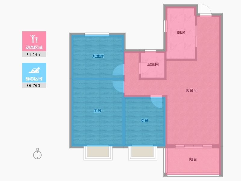 上海-上海市-UNICITY万科天空之城-79.00-户型库-动静分区