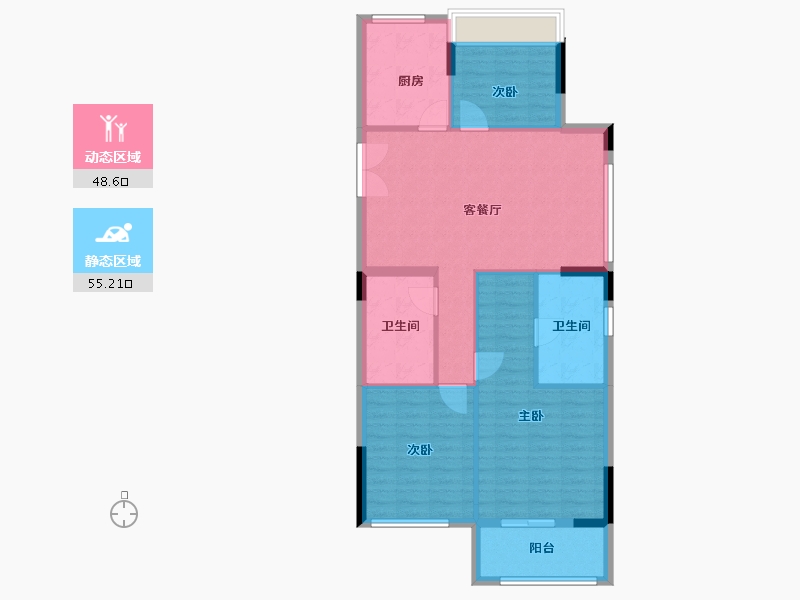 浙江省-台州市-天铂华庭-94.40-户型库-动静分区