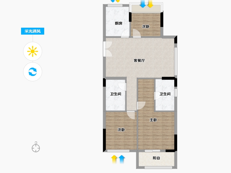 浙江省-台州市-天铂华庭-94.40-户型库-采光通风