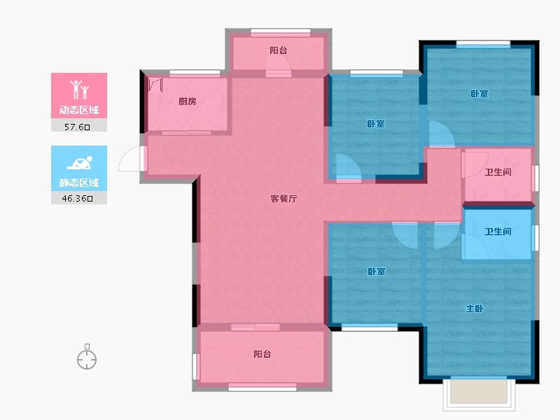 湖南省-长沙市-宇业东方红郡-92.06-户型库-动静分区