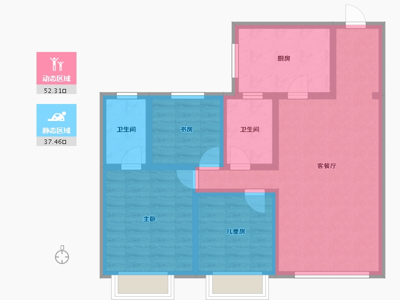 黑龙江省-哈尔滨市-碧桂园华美天樾-95.00-户型库-动静分区