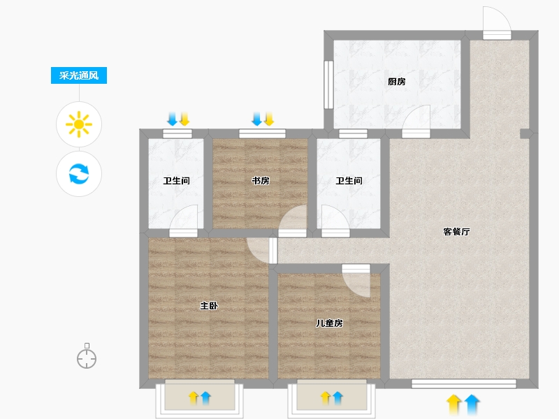 黑龙江省-哈尔滨市-碧桂园华美天樾-95.00-户型库-采光通风