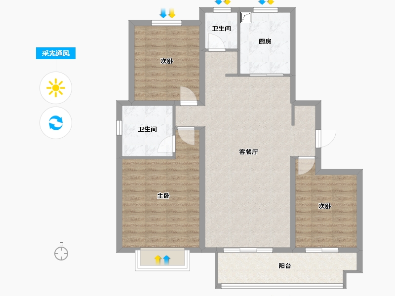 山东省-临沂市-宝丽·天樾-99.00-户型库-采光通风