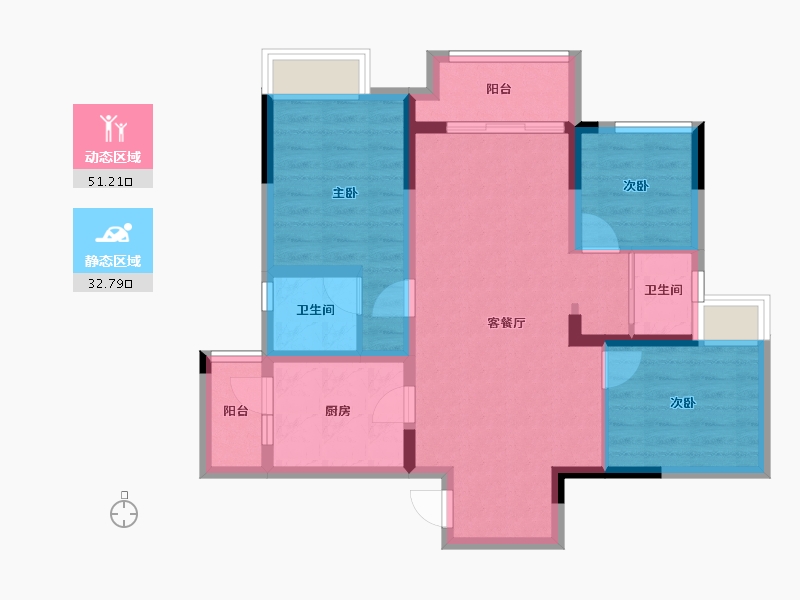 重庆-重庆市-金科联发東悦府-73.95-户型库-动静分区