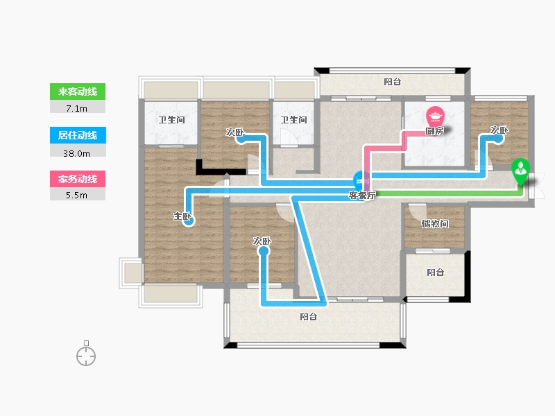 湖南省-郴州市-1号公馆-158.00-户型库-动静线