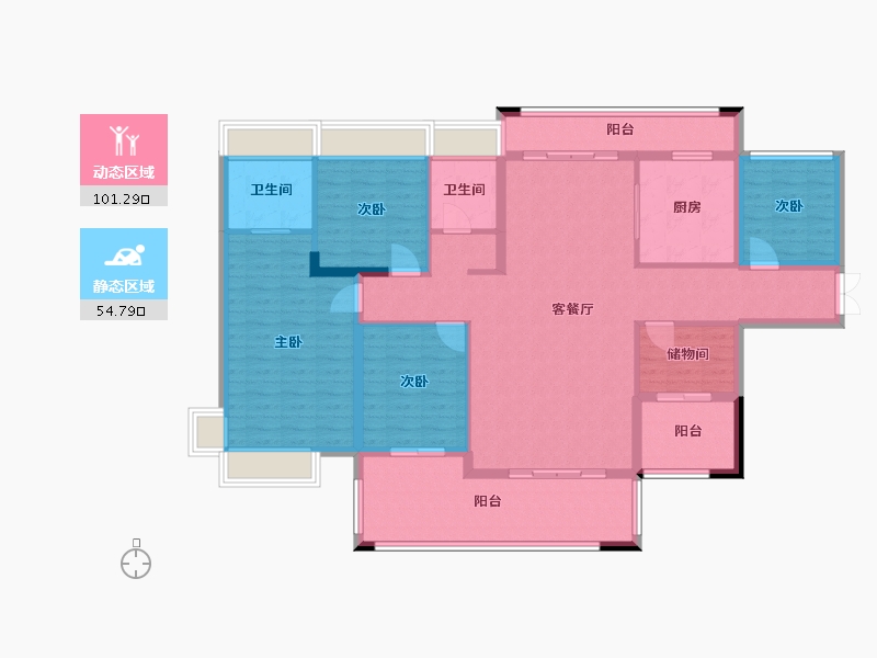 湖南省-郴州市-1号公馆-158.00-户型库-动静分区