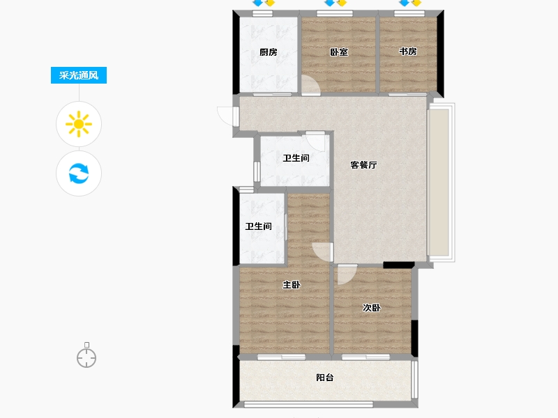 浙江省-台州市-中粮瑞府-96.00-户型库-采光通风