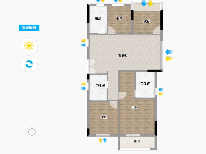 浙江省-台州市-天铂华庭-101.60-户型库-采光通风