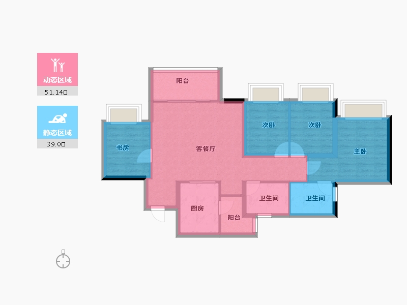 重庆-重庆市-中国铁建山语桃源-80.00-户型库-动静分区