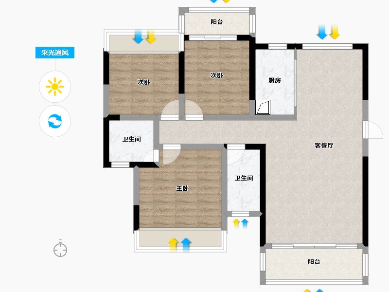 湖南省-湘西土家族苗族自治州-龙山县诚信华府-130.00-户型库-采光通风