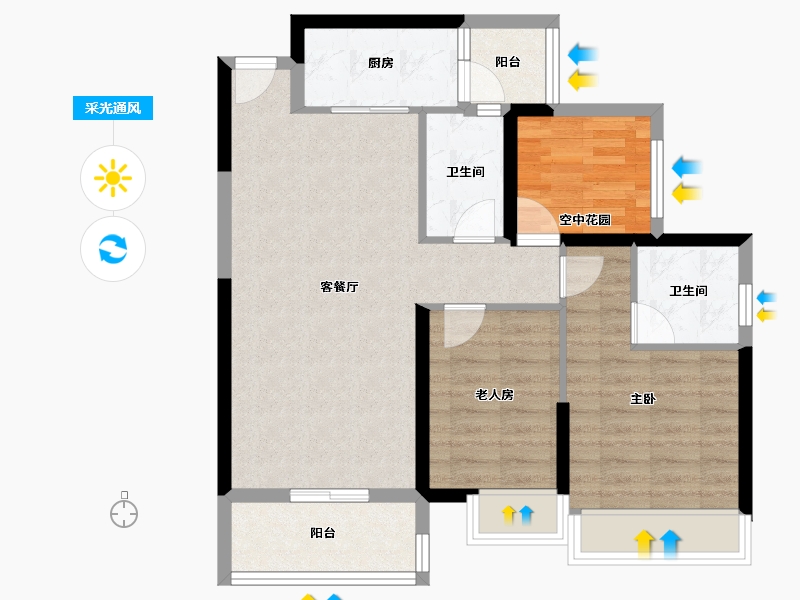 广东省-江门市-印象海伦湾-77.00-户型库-采光通风