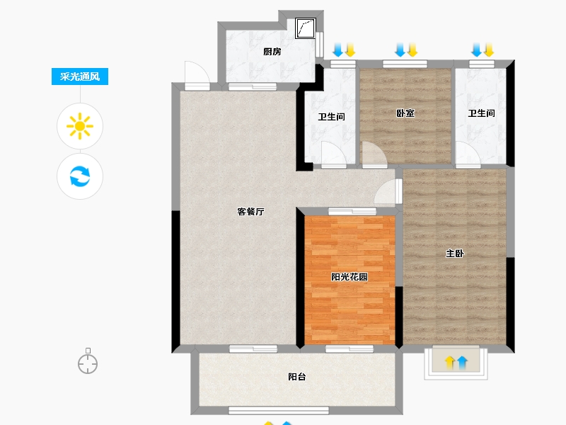 福建省-泉州市-禹州佐岸香筑-91.00-户型库-采光通风