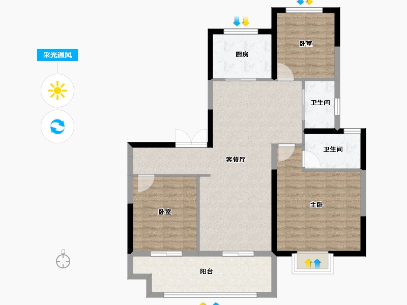 江苏省-徐州市-万城花开-95.83-户型库-采光通风