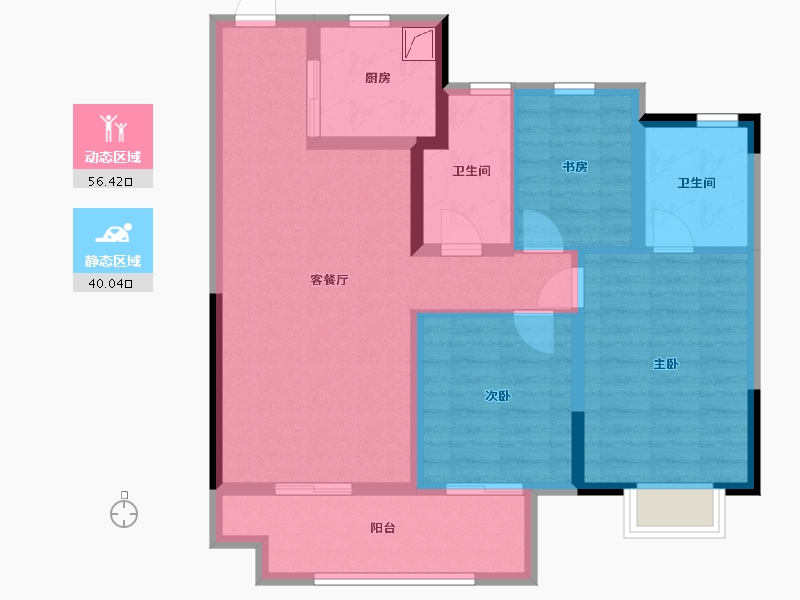 江苏省-徐州市-时代艺境-85.52-户型库-动静分区