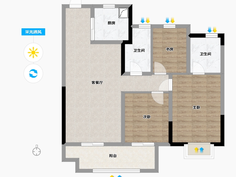 江苏省-徐州市-时代艺境-85.52-户型库-采光通风