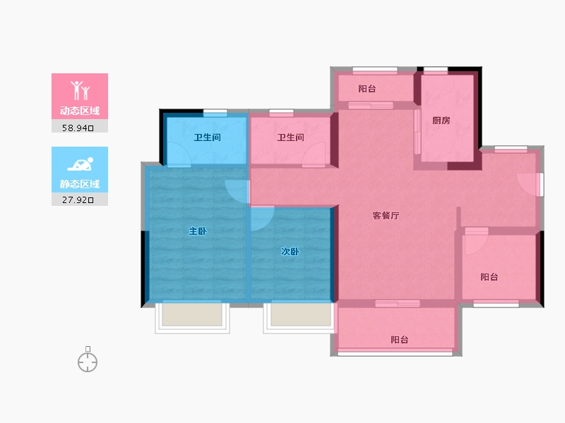 河南省-鹤壁市-融创御府-76.80-户型库-动静分区