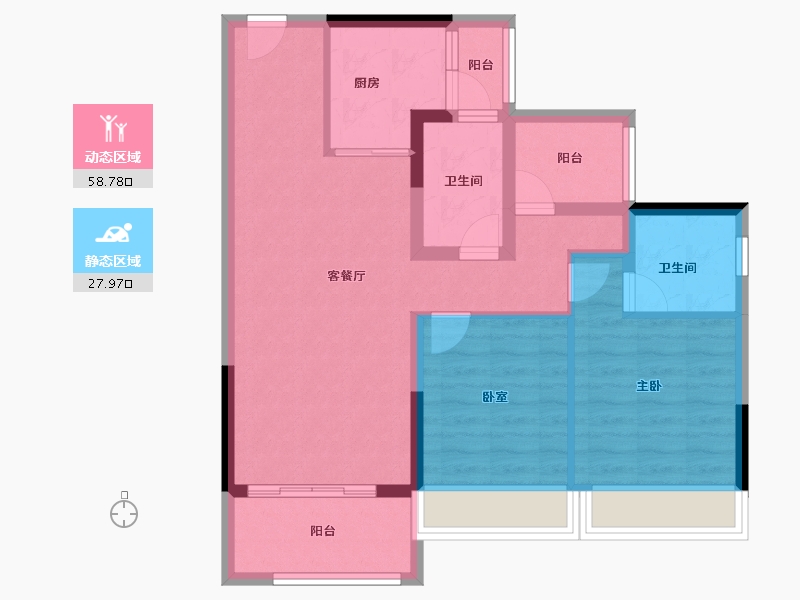 广东省-江门市-江门碧桂园凤凰城-76.80-户型库-动静分区