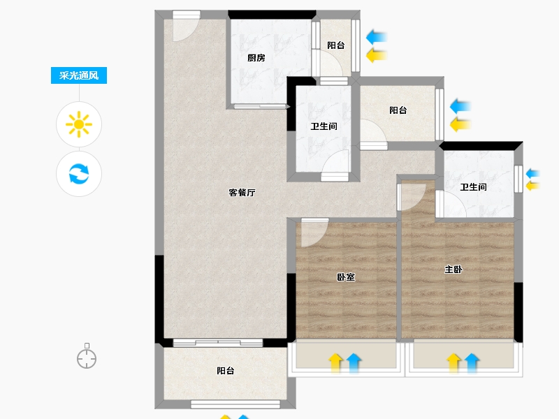 广东省-江门市-江门碧桂园凤凰城-76.80-户型库-采光通风