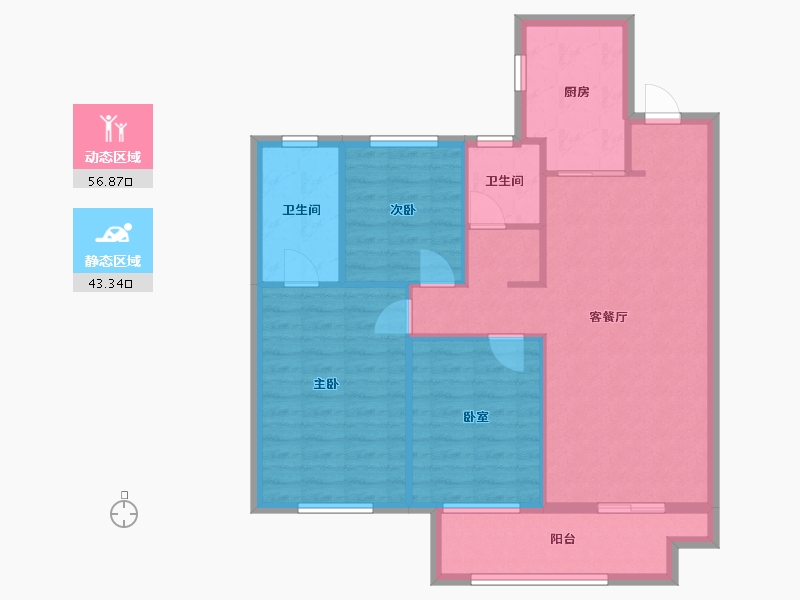 江苏省-徐州市-时代艺境-90.87-户型库-动静分区