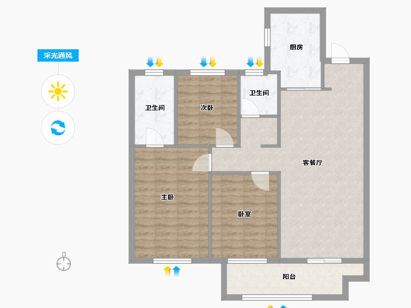 江苏省-徐州市-时代艺境-90.87-户型库-采光通风