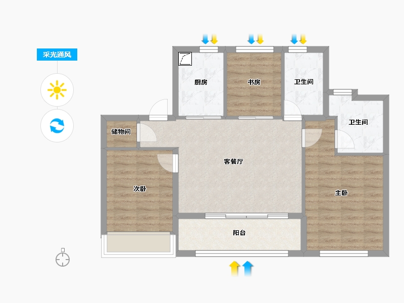 浙江省-绍兴市-保亿湖风雅园-78.40-户型库-采光通风