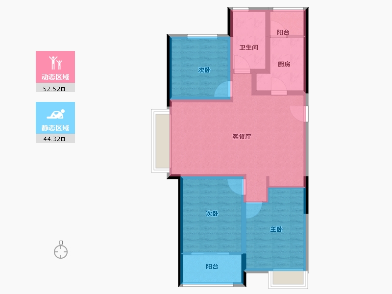 山东省-青岛市-京华海悦-86.40-户型库-动静分区