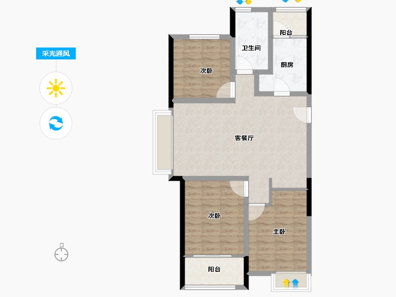 山东省-青岛市-京华海悦-86.40-户型库-采光通风