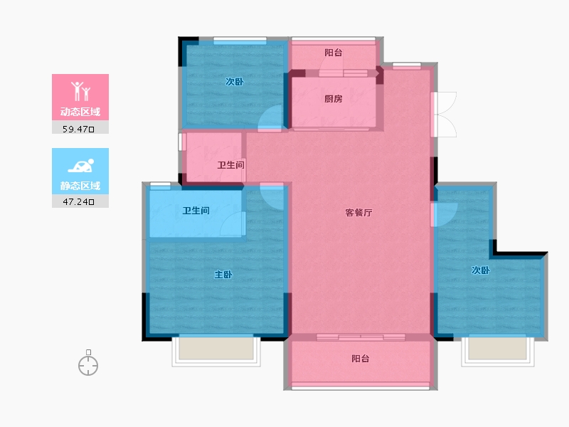 重庆-重庆市-吾悦和昱麟云-95.33-户型库-动静分区