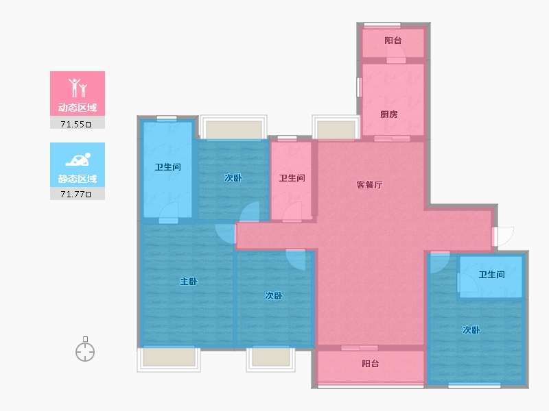 重庆-重庆市-中海九龙天颂-128.58-户型库-动静分区