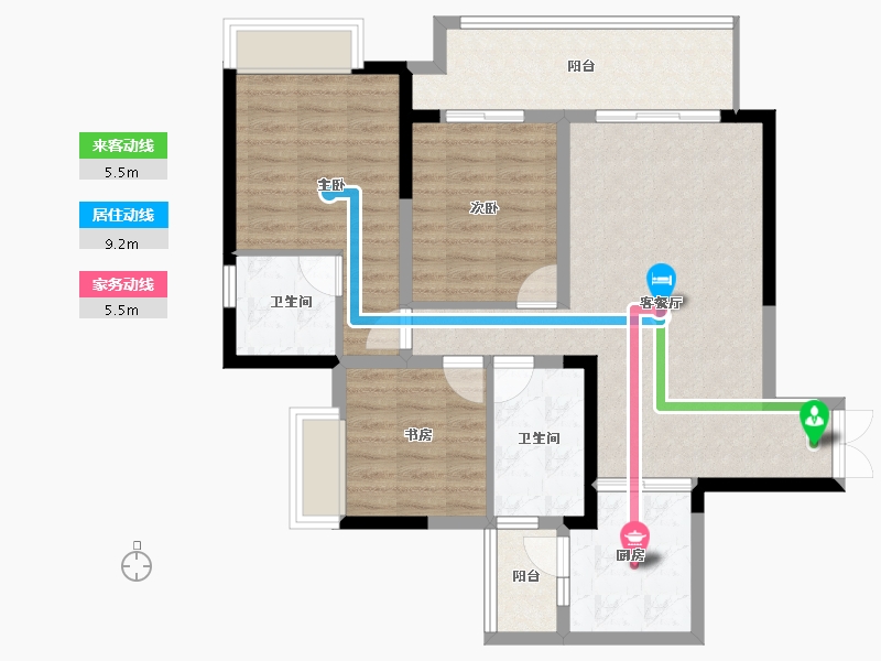 重庆-重庆市-融汇温泉城翰林学府-91.28-户型库-动静线